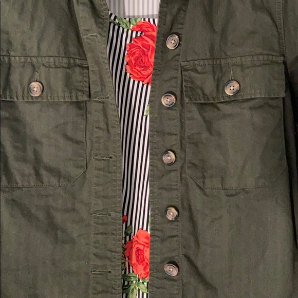 🦋 Forever 21 Military Green Jacket Sz Small - Picture 3 of 5
